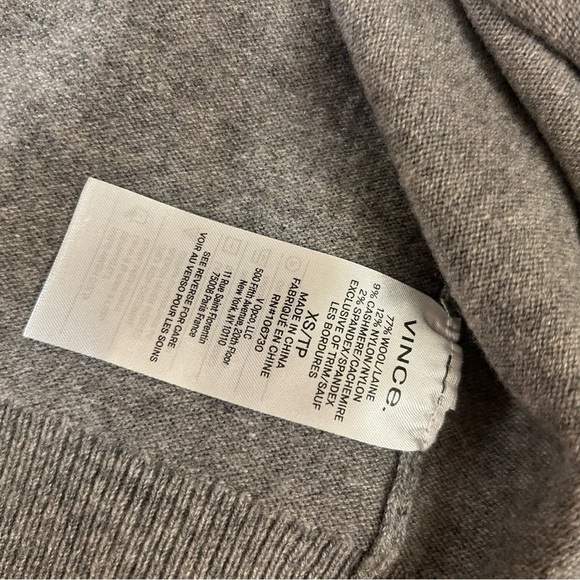 Vince Crewneck Wool Cashmere Blend Cardigan in Heather Grey - Picture 12 of 12